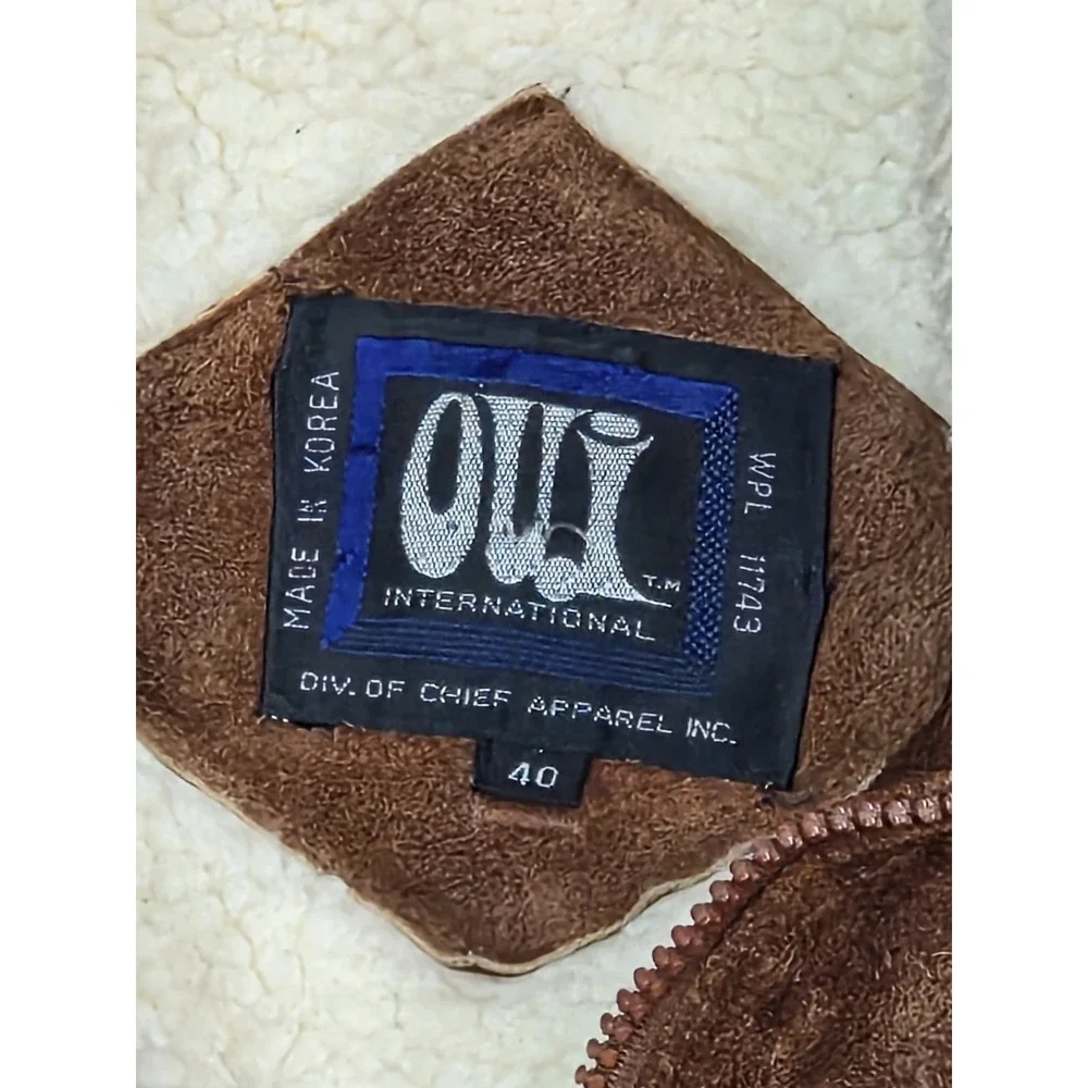 Oui International Mens 40 Suede Leather Bomber Jacket Sherpa Lined Hidden...